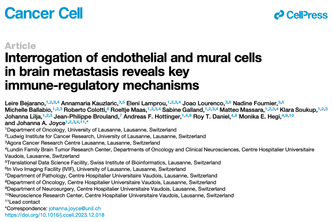 Cancer Cell:腦轉(zhuǎn)移癌癥治療新靶點(diǎn)——CD276 Cancer Cell:腦轉(zhuǎn)移癌癥治療新靶點(diǎn)——CD276